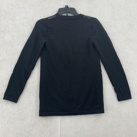 Eddie Bauer Merino Wool Button Cardigan Dark‎ Academia Black Blouse sweater S - Picture 2 of 6